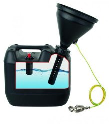 Unità di smaltimento con imbuto di Sicurezza, HDPE, elettroconduttivo Filettatura S60/61 con tanica da 10L e controllo di live