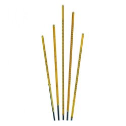 Termometri di precisione ASTM Campo di  misura +98 ... +152 °C Risoluzione 1/5 °C Riempimento Hg Lungh. 390 mm Profondità  imme