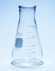 Beute, coniche, bocca larga, pesanti, graduate, Pyrex® Capacità 125 ml Altezza 109 mm Ø  est. 66 mm Ø  collo 27 mm NS 27