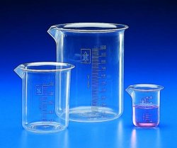 BEAKER PMP (TPX®) forma BASSA  Capacità 100 ml Grad. 5 ml Ø  est. 52 mm Altezza 72 mm Spessore pareti 1,50 mm