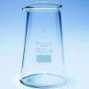 Beaker, forma conica, Pyrex® Capacità 250 ml Ø  collo 52 mm Ø  esterno  matraccio 68 mm Altezza 105 mm