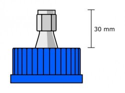   Blauer DURAN® PP-Verschluss GL 45 mit Schlauch- anschluss aus Edelstahl und Sicherungsscheibe  