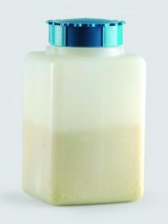 Bottiglie rettangolari, PE, bocca LARGA con tappo, PE-HD  Capacità 1000 ml Colore bianco