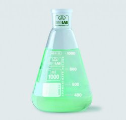 Beute erlenmeyer, cono NS, vetro Borosilicato 3.3   Capacità 100 ml Raccordo 14/23 NS Altezza 100 mm