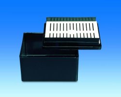 Scatola e rack per colorazione vetrini, POM Rack per colorazione Lungh. 91 mm Largh. 79 mm Altezza 38 mm