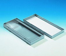 Scatole portavetrini  Per  numero 100 vetrini Largh. 187 mm Lungh. 230 mm Altezza 35 mm