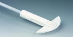 Aste di agitazione a mezzaluna, PTFE   125 Ø  albero agitatore 16 mm Ø Perno fissaggio a  mandrino 14,0 mm Lungh. 800 mm