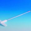 Asta di agitazione PTFE ad elica  Lungh.  mm Ø  Asta 8 mm Ø Perno fissaggio a  mandrino 6,5 mm Ø  Agitazione 90 mm