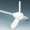 Asta di agitazione, 3-pale, PTFE    75 Ø  albero agitatore 8 mm Ø Perno fissaggio a  mandrino 6,5 mm Lungh. 450 mm Lama angolar