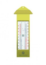Termometro di minima e massima  Tipo Con copertura e supporto in plastica, magnete a bottone Largh. 90 mm Lungh. 200 mm