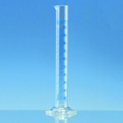 Cilindri graduati, vetro borosilicato 3.3, forma alta, classe A, graduazioni blu  Capacità 10 ml Grad. 0,2 ml Tolleranza 0,10 ±