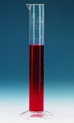 Cilindri graduati, PMP, classe B, graduazioni incise  Capacità 10 ml Grad. 0,2 ml Tolleranza 0,2 ± ml Altezza 145 mm