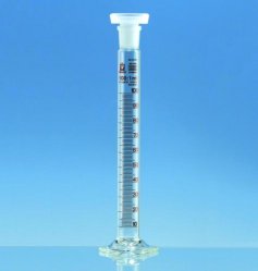Cilindri graduati, vetro Borosilicato 3.3, classe B, con tappo, graduazioni ambrate   Capacità 10 ml Grad. 0,2 ml Dim. giunto N