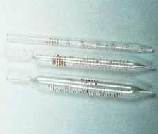 Volac pipettes 1:0,01 ml non British Standard, short form, non sterile, glass amber stain diffused,