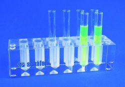 Supporto acrilico per tubi   Numero  posti 2 x 12 Foro diam. 11 mm Lungh. 255 mm Largh. 42 mm Altezza 35 mm