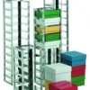 Supporti in acciaio inox per scatole criogeniche  Tipo Rack per 6 scatole 75 mm Largh. 140 mm Profondità 140 mm Altezza 486 mm