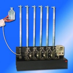 Apparecchiatura per determinare una digestione anaerobica  Tipo FH 10 Unità eudiometro. Tubo eudiometro,  bottiglia per livella