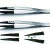 Pinzetta di precisione, anti-magnetica, antiacida, con punte sostituibili  Set di punte per pinzetta, 2 punte, 3 viti per Cod.