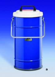 Vasi Dewar, cilindrici, per CO2 ed LN2  Capacità 10 l Ø int. 200 mm Altezza  interna 350 mm Figura a Con Maniglia