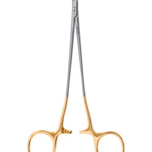 Slim Elongated Needle Holder - Tungsten Carbide/Straight/Serrated/15cm/with Lock