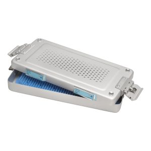 Dual Clasping Stainless Steel Sterilization Container - 30 x 14 x 4cm